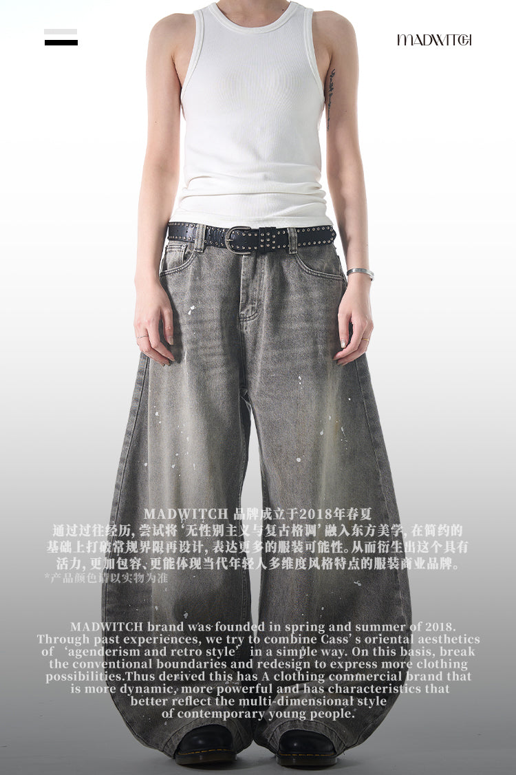 MADWITCH WIDE-LEG BEND-KNIFE JEANS #FX066