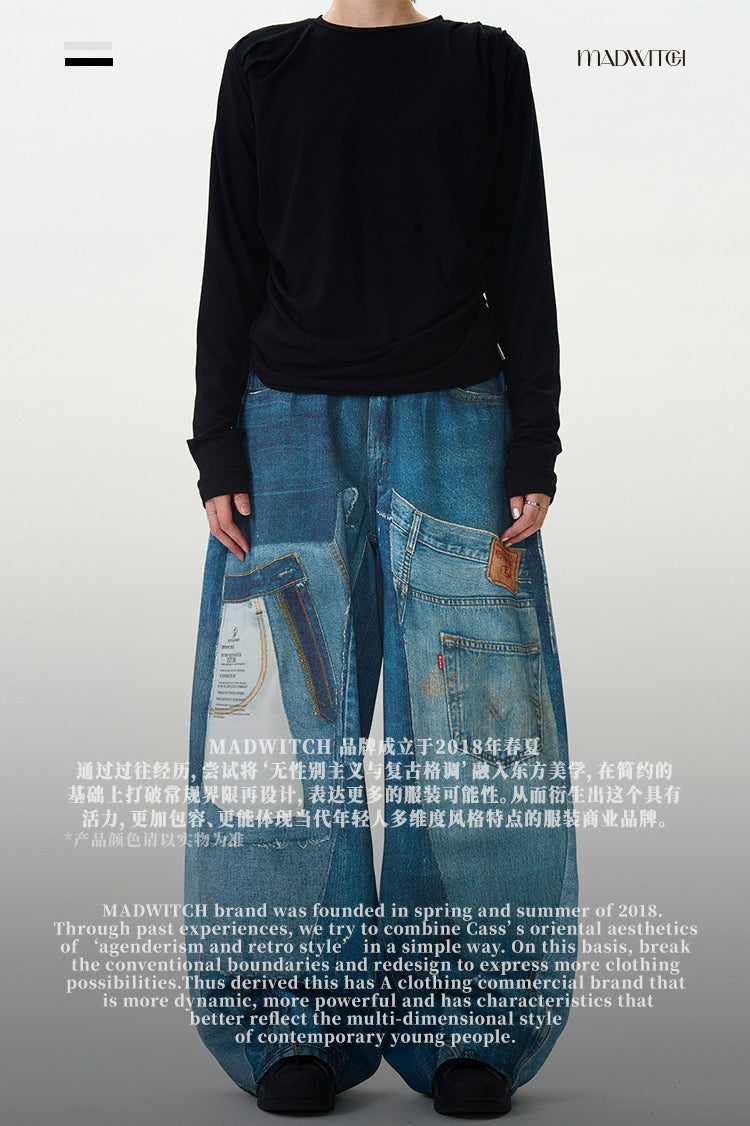 MADWITCH 3D PRINTED WIDE LEG JEANS #MQ6715