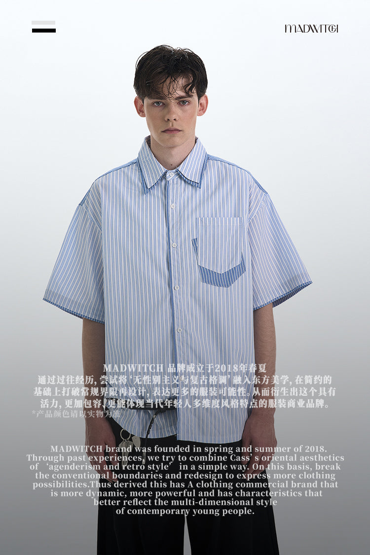 MADWITCH PATCHWORK SHORT SLEEVE SHIRT #AB1051