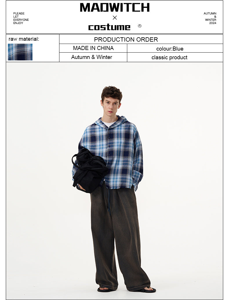 MADWITCH PLAID HOODED COAT #DC0135