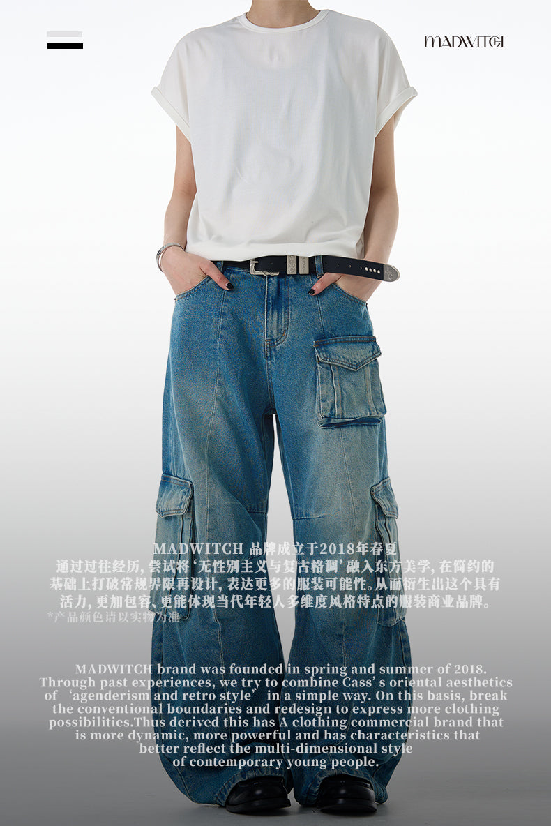 MADWITCH WASHED UTILITY JEANS #CK9617