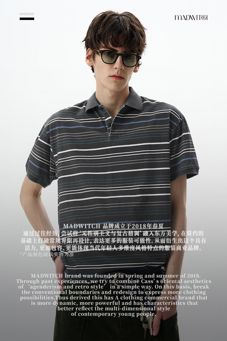 MADWITCH STRIPED POLO SHIRT #0244