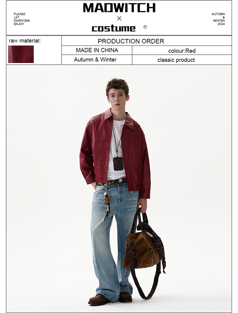 MADWITCH ANKLE-RED LEATHER JACKET #W38
