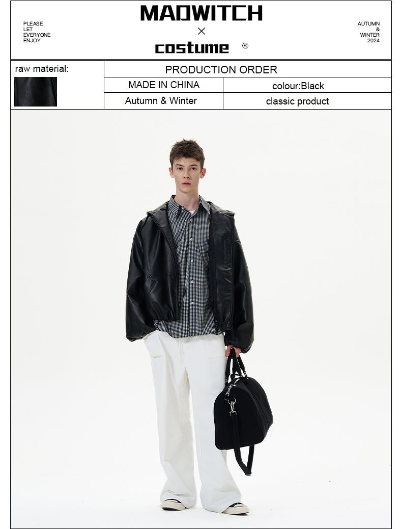 MADWITCH HOODED LEATHER JACKET #N173+