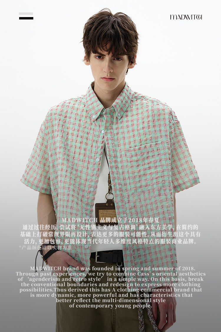 MADWITCH SEERSUCKER CHECK SHIRT #CR238