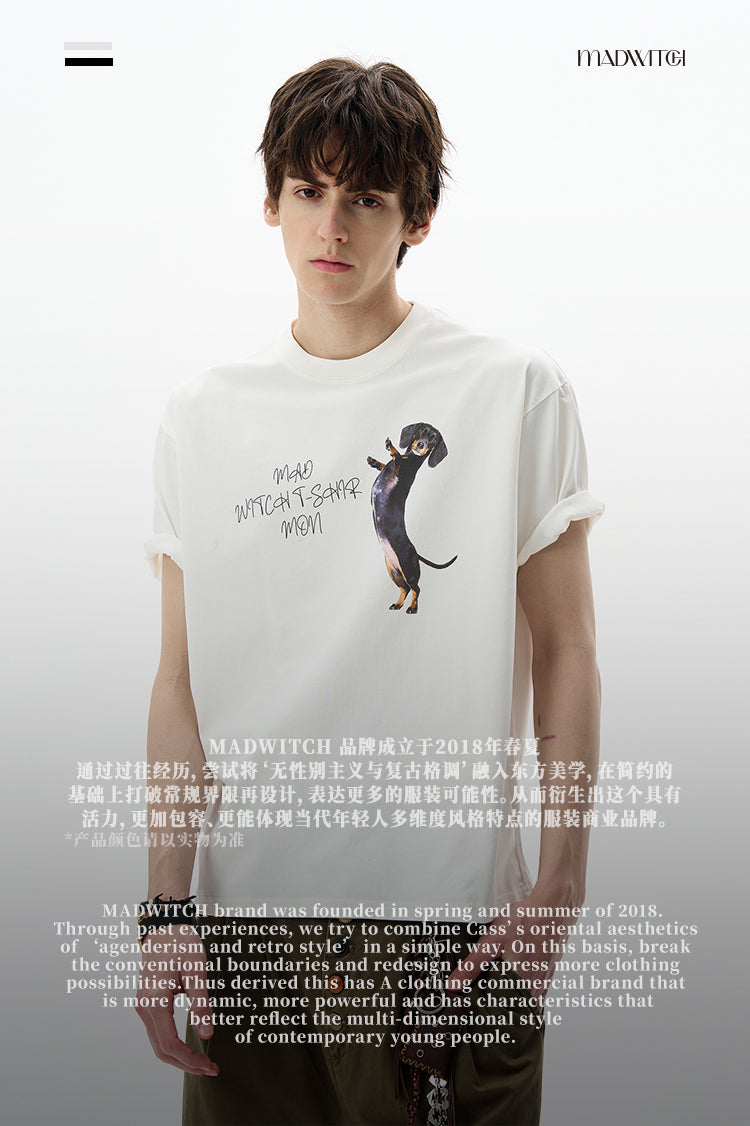 MADWITCH PUPPY PRINT T-SHIRT #MD4196