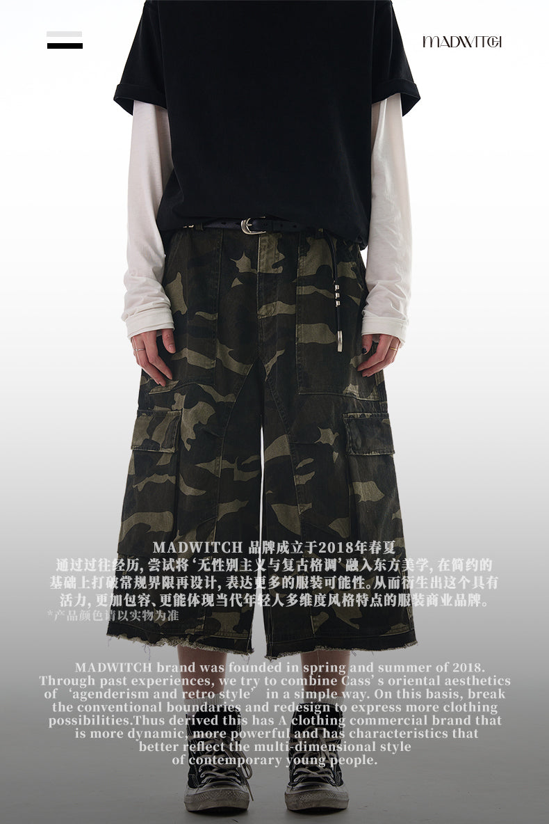 MADWITCH RAW HEM CAMO CARGO PANTS #CK252D