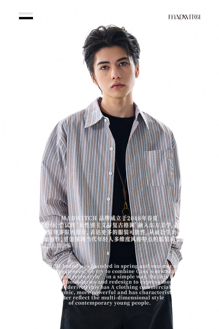 MADWITCH STRIPED LONG SHIRT #RC158