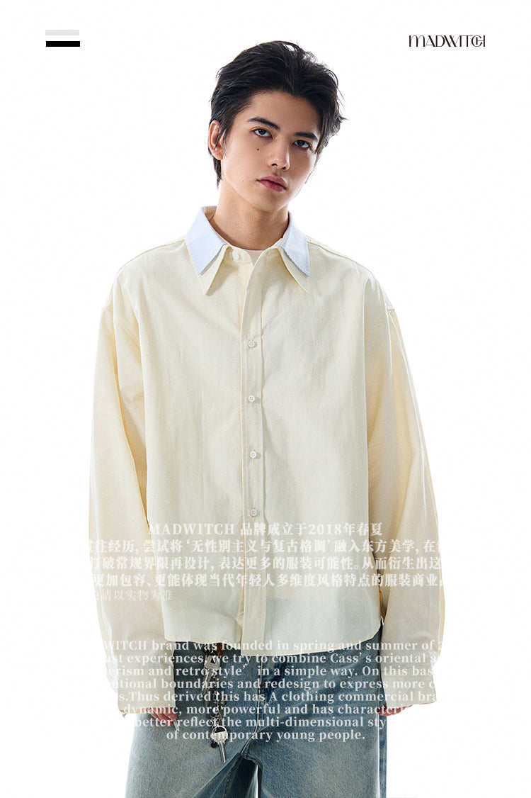 MADWITCH DOUBLE COLLAR PATCHWORK SHIRT #RC140