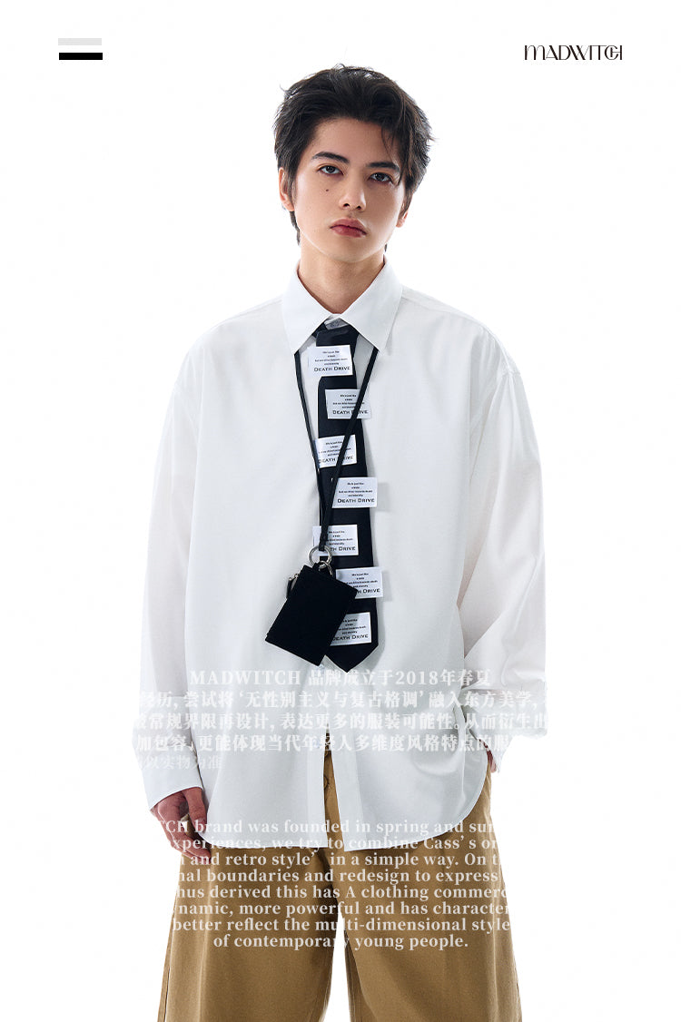 MADWITCH CLEANFIT TURN-DOWN COLLAR WHITE SHIRT #NR3288