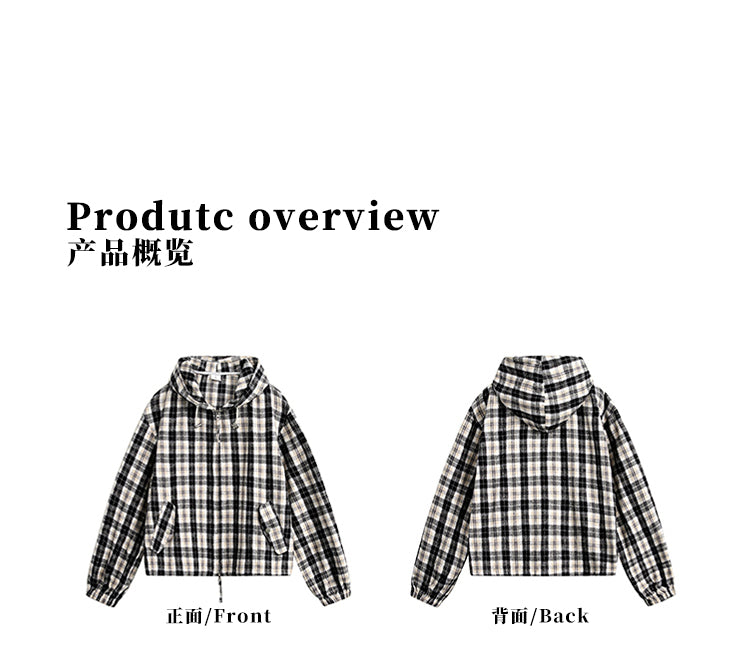 MADWITCH INS STYLE PLAID HOODED JACKET #RW148