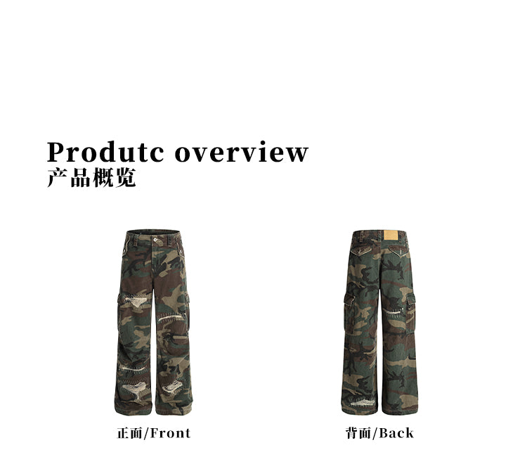 MADWITCH UNISEX CAMO CARGO UTILITY PANTS #Z013