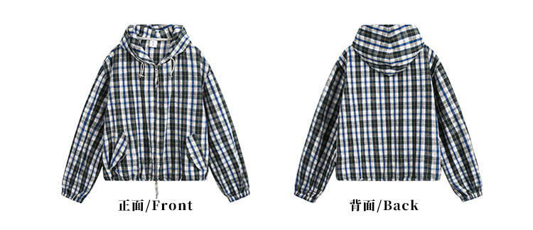 MADWITCH INS STYLE PLAID HOODED JACKET #RW148