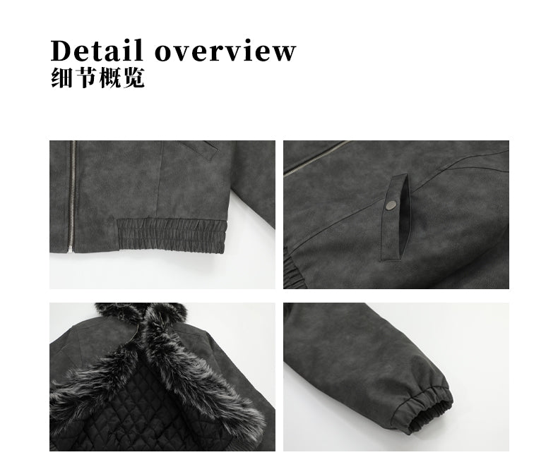 MADWITCH FAUX LEATHER UTILITY PUFFER COAT #L313Q24