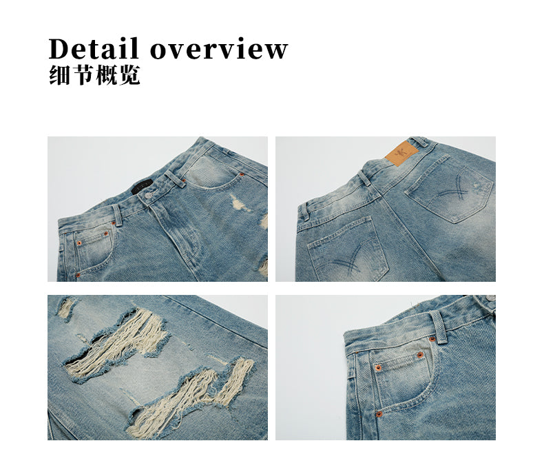 MADWITCH ROCK STYLE DISTRESSED CROP DENIM JEANS #K9562D