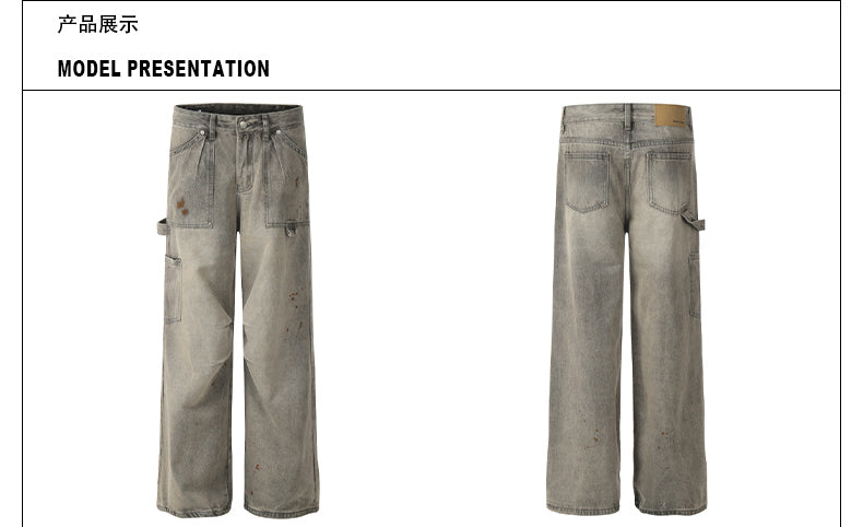 MADWITCH PAINT SPLATTERED RUCHED JEANS #G6459