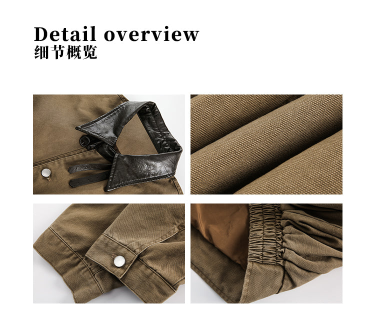 MADWITCH LARGE POCKET LEATHER COLLAR JACKET #W2511