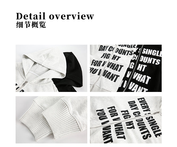 MADWITCH LETTER PRINT HOODED COAT #RH170