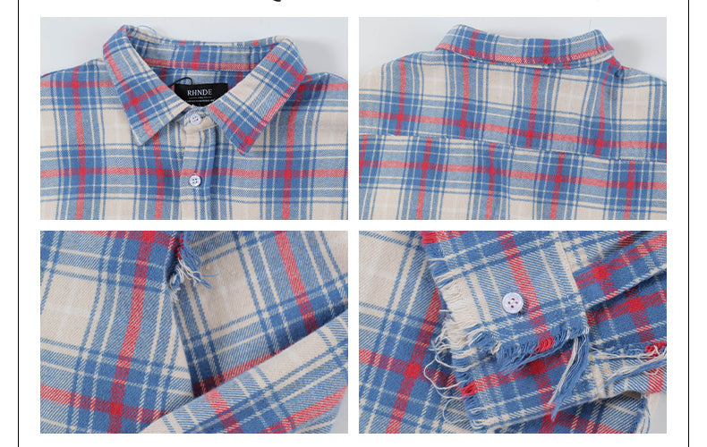 MADWITCH FRAYED CHECK SHIRT #G788