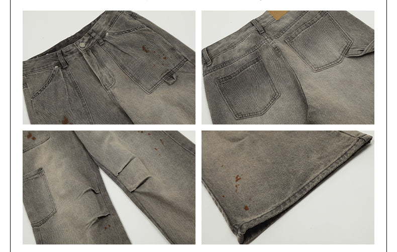 MADWITCH PAINT SPLATTERED RUCHED JEANS #G6459