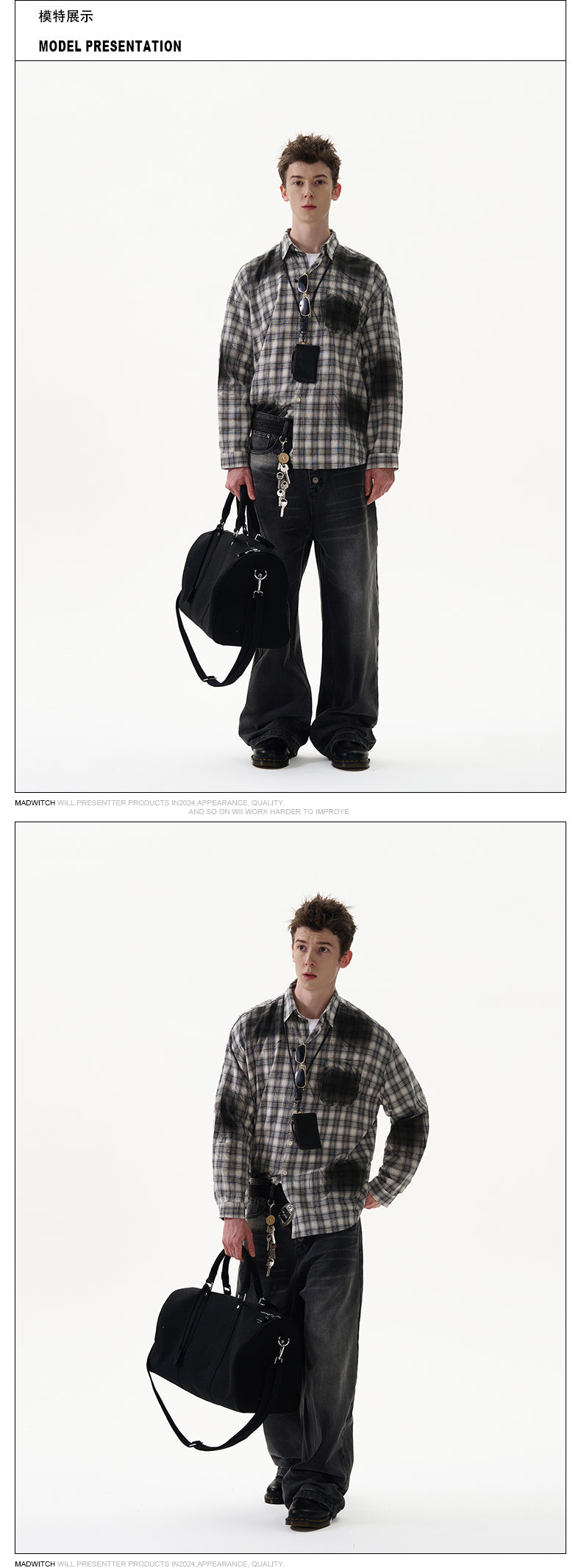 MADWITCH WASHED CHECK SHIRT #7839