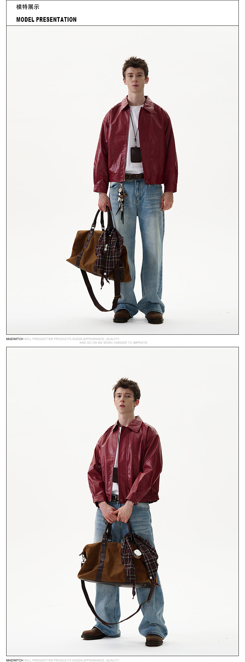 MADWITCH ANKLE-RED LEATHER JACKET #W38