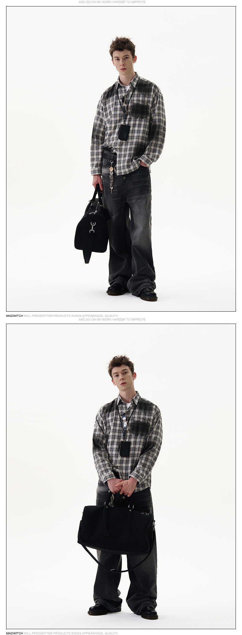 MADWITCH WASHED CHECK SHIRT #7839