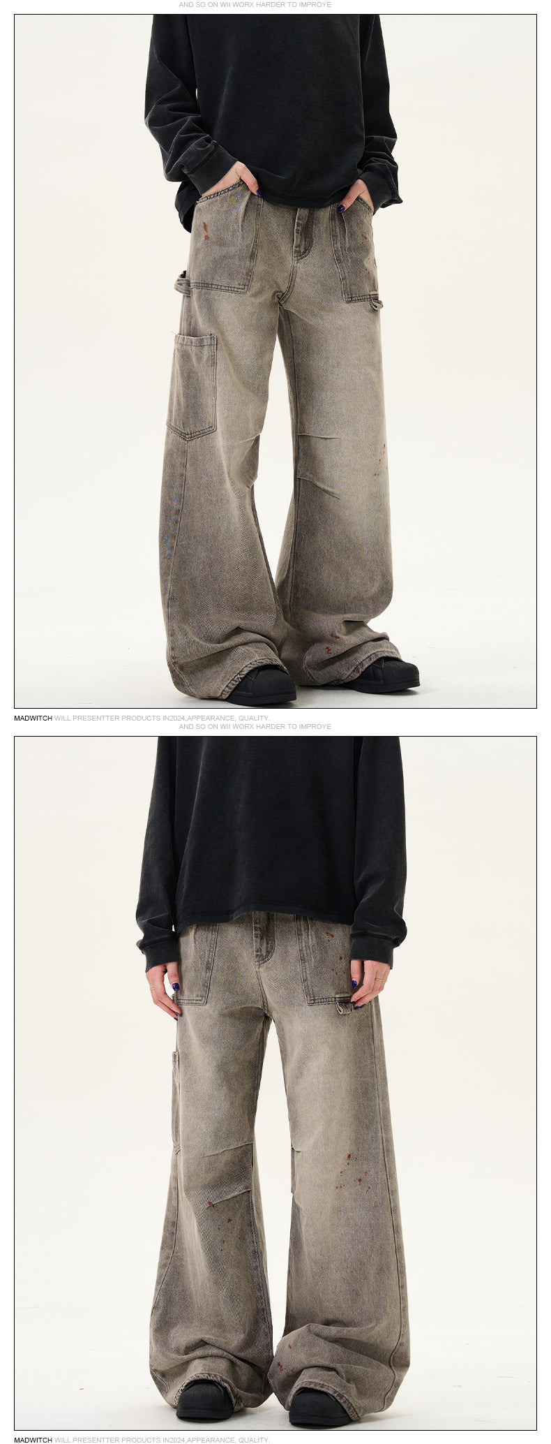 MADWITCH PAINT SPLATTERED RUCHED JEANS #G6459