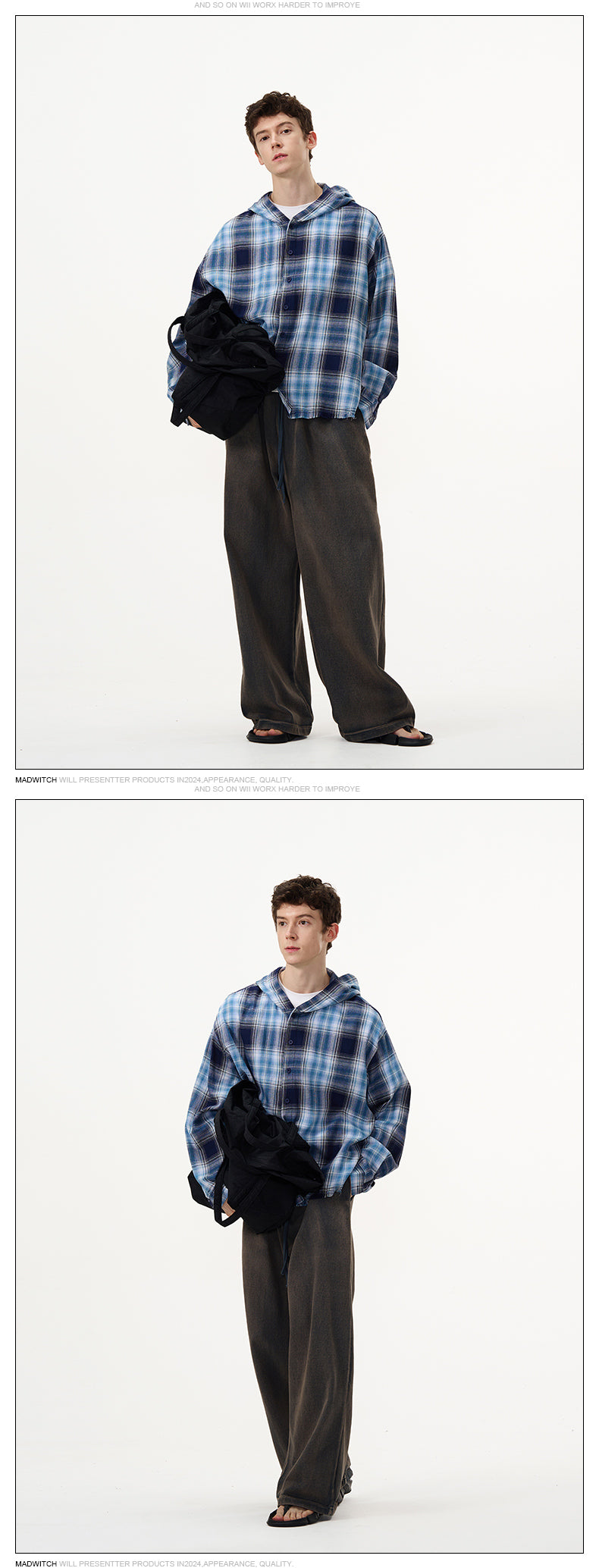 MADWITCH PLAID HOODED COAT #DC0135