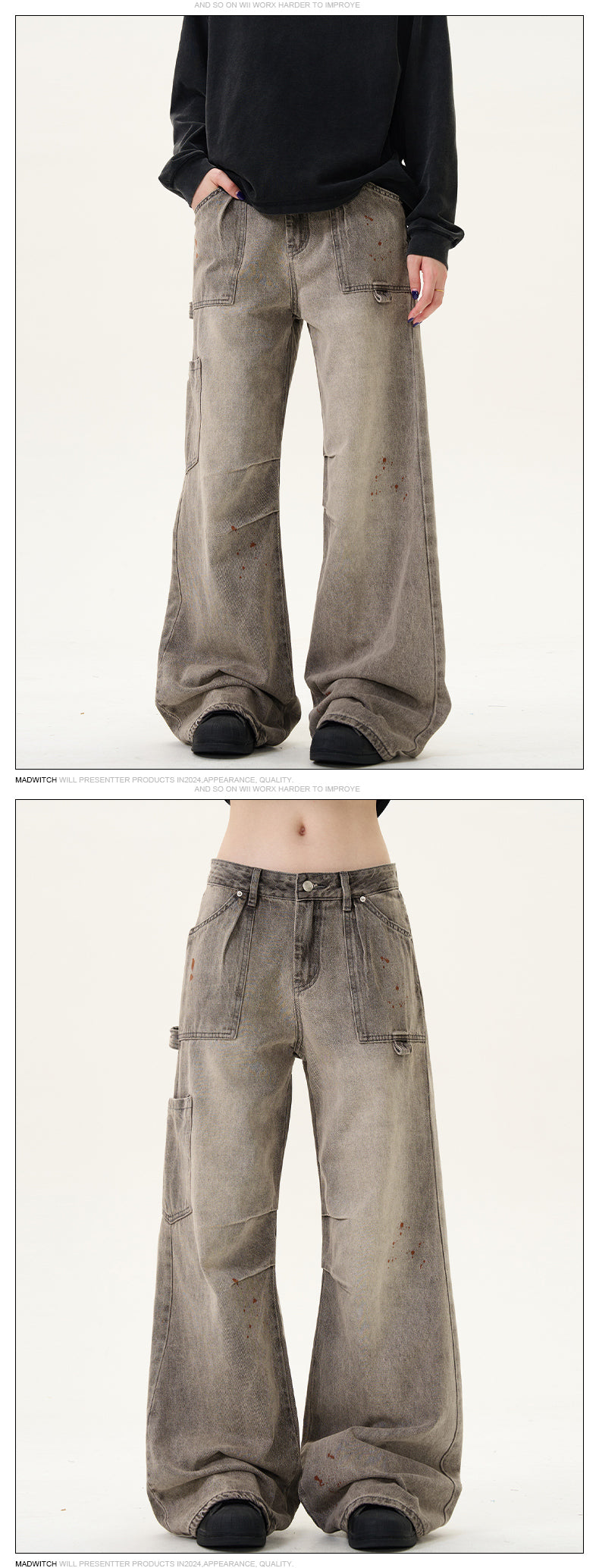 MADWITCH PAINT SPLATTERED RUCHED JEANS #G6459