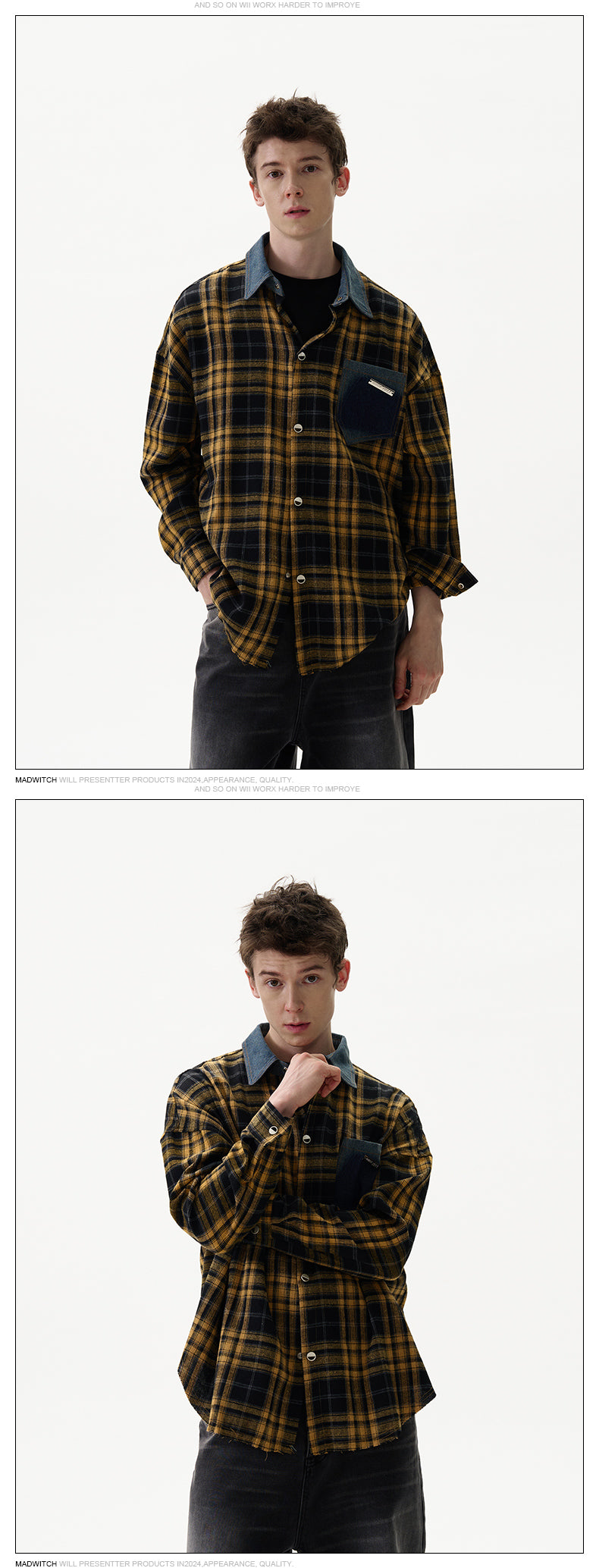 MADWITCH PATCHWORK DENIM SHIRT #CS189