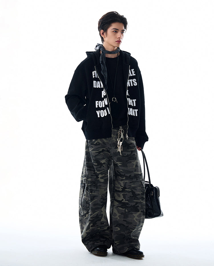 MADWITCH LETTER PRINT HOODED COAT #RH170