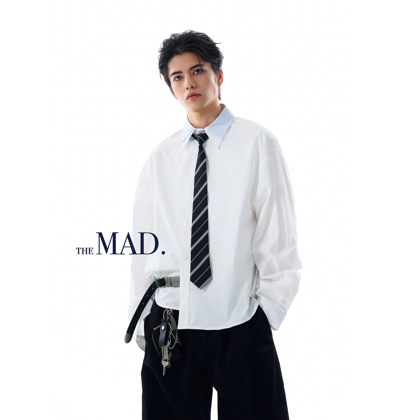MADWITCH DOUBLE COLLAR PATCHWORK SHIRT #RC140
