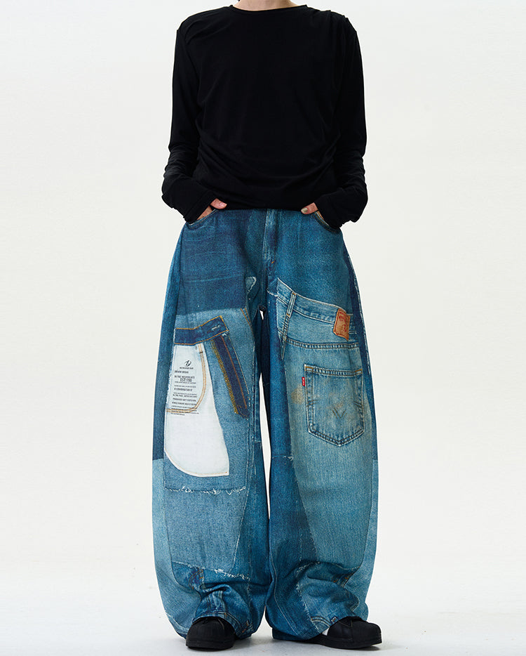 MADWITCH 3D PRINTED WIDE LEG JEANS #MQ6715