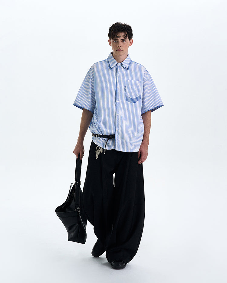 MADWITCH PATCHWORK SHORT SLEEVE SHIRT #AB1051