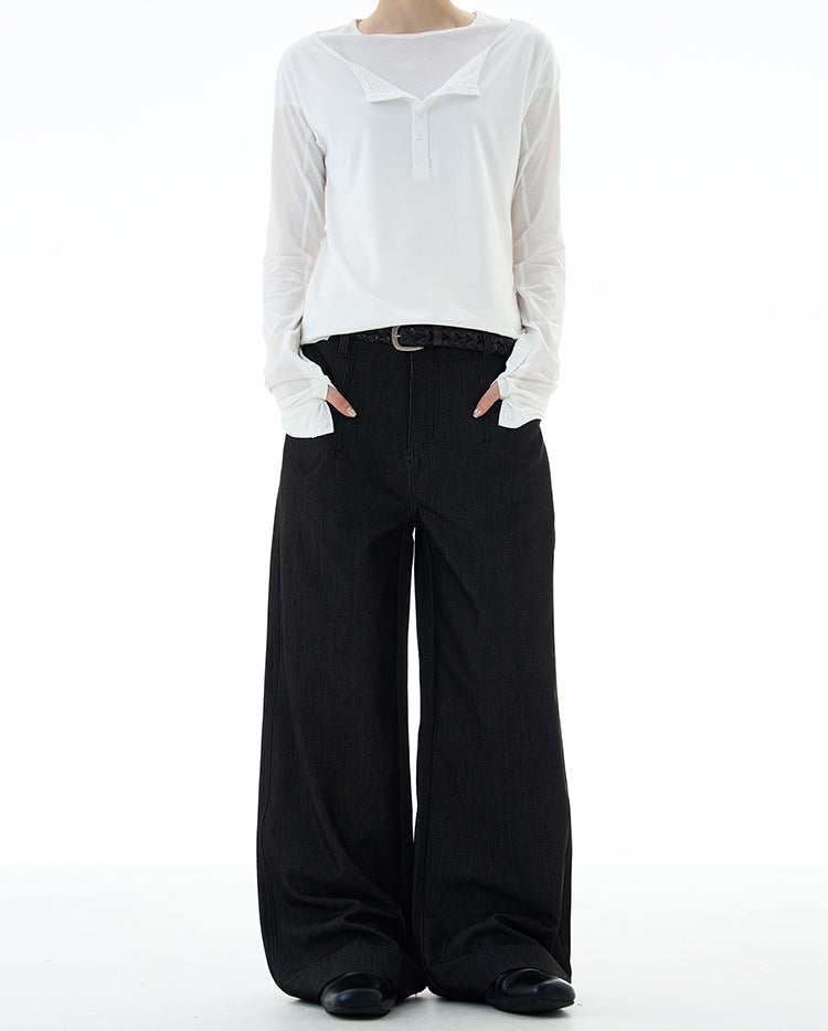 MADWITCH DRAPEY STRAIGHT DENIM PANTS #9910