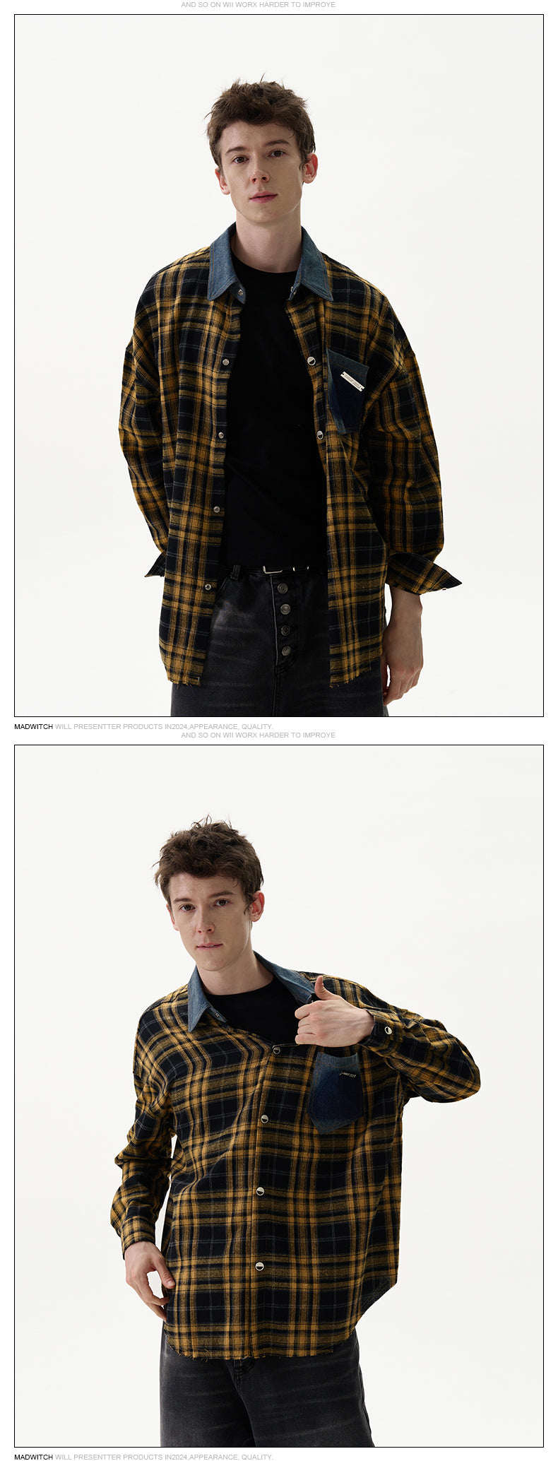 MADWITCH PATCHWORK DENIM SHIRT #CS189