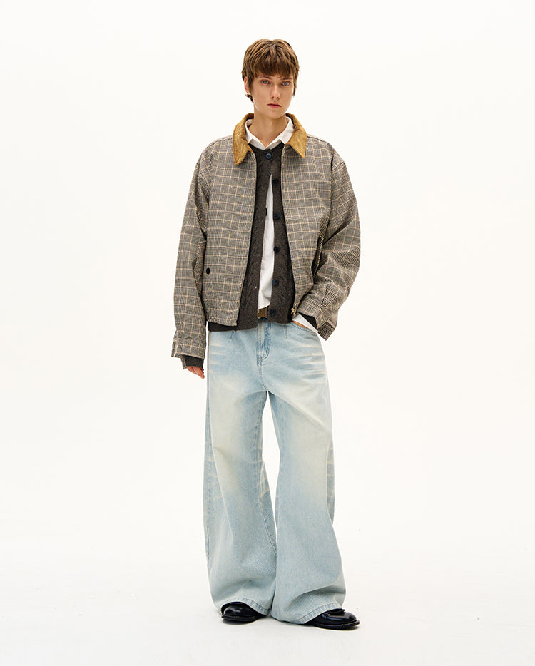 MADWITCH UNISEX CONTRAST COLLAR PATCHWORK JACKET #G1412