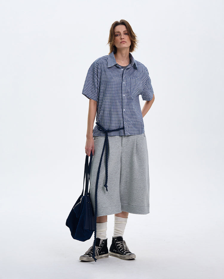 MADWITCH SPRING SUMMER PLAID SHORT-SLEEVE SHIRT #CR212