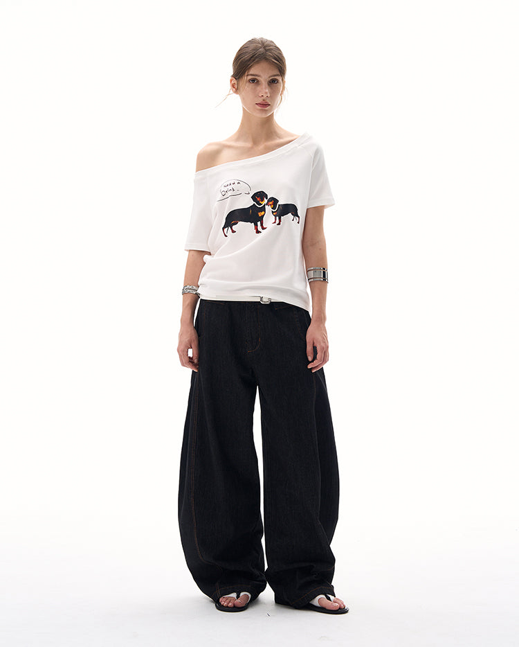 MADWITCH SLIM ASYMMETRIC PRINT TEE #G1420
