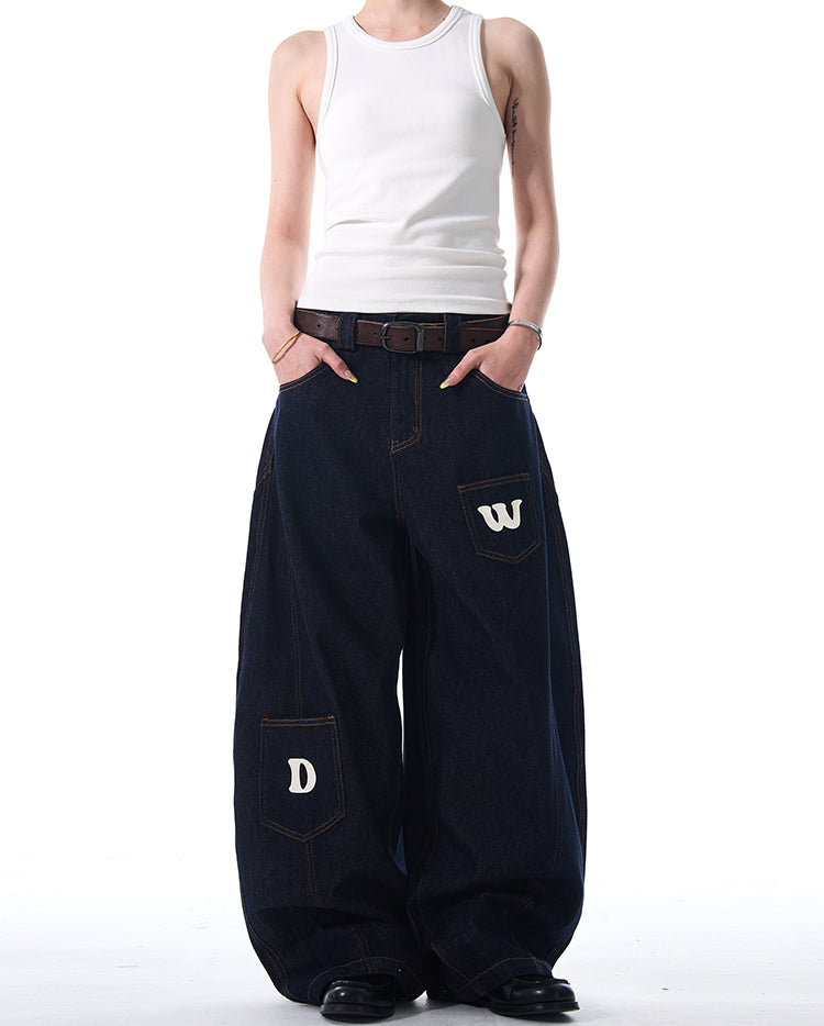 MADWITCH PATCH POCKET LOOSE-FIT JEANS #L525