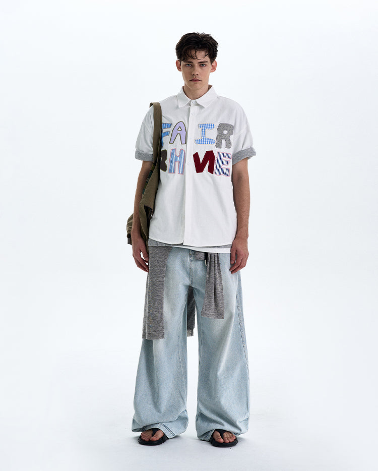 MADWITCH EMBROIDERED SHORT SLEEVED SHIRT #L653