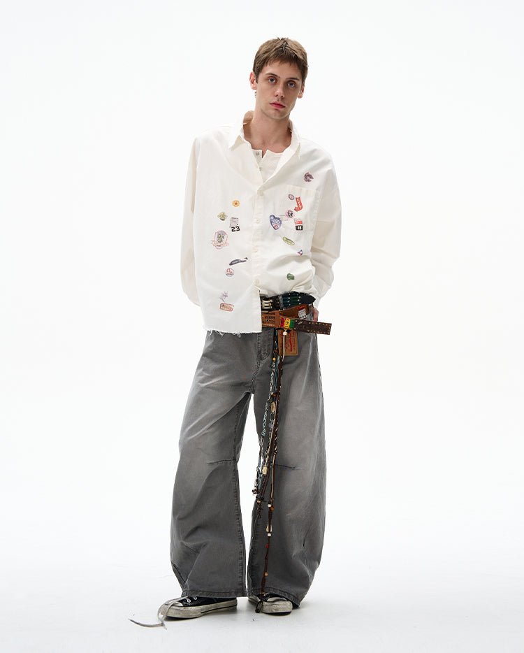 MADWITCH RAW-EDGE LONG SLEEVE SHIRT #BR92