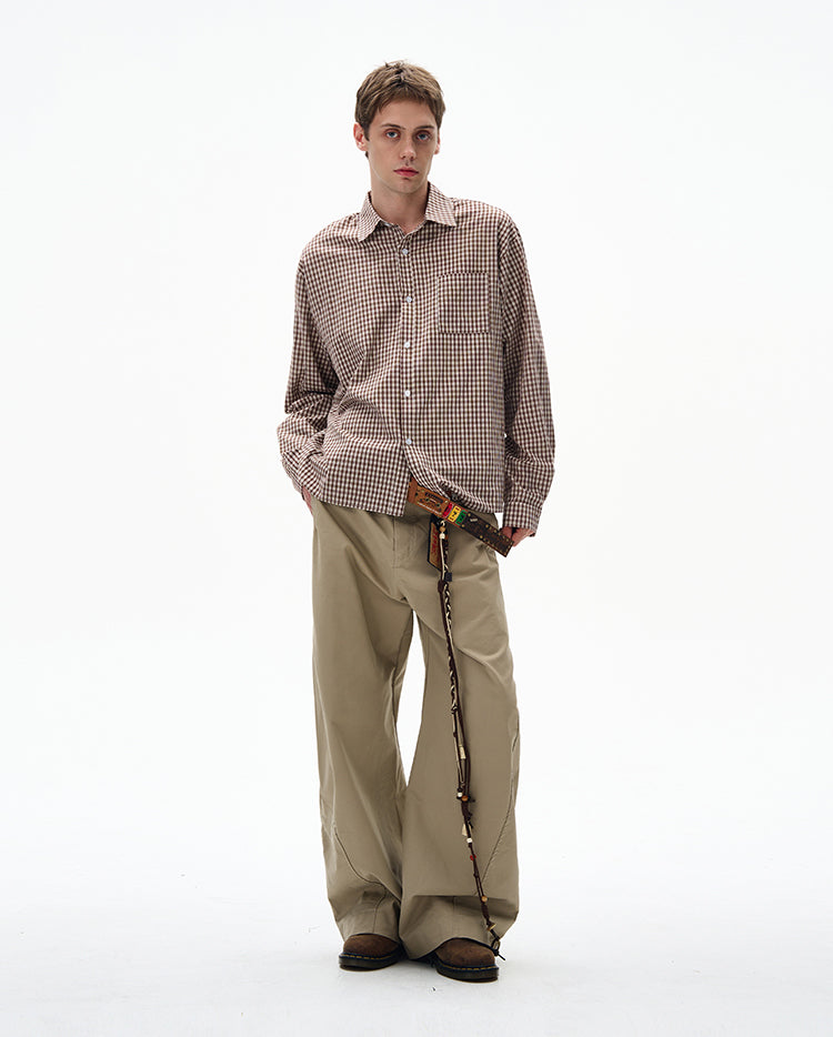 MADWITCH UNISEX VINTAGE PLAID LONG SHIRT #CR6215