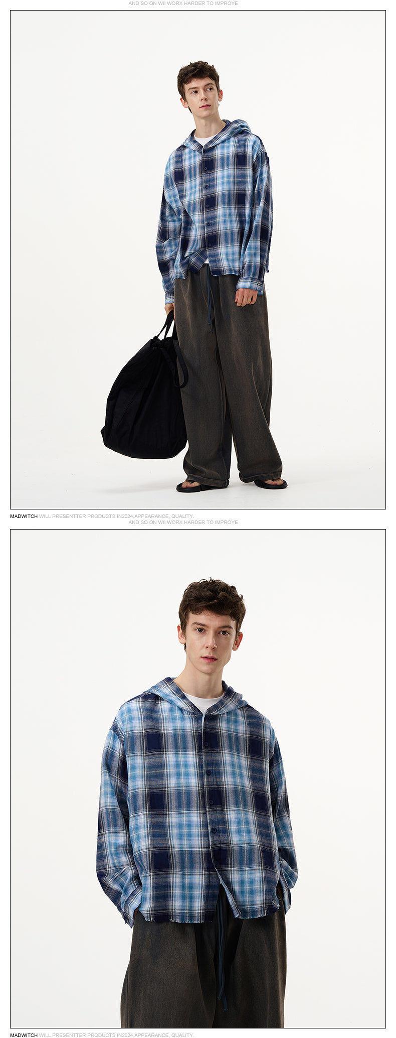 MADWITCH PLAID HOODED COAT #DC0135