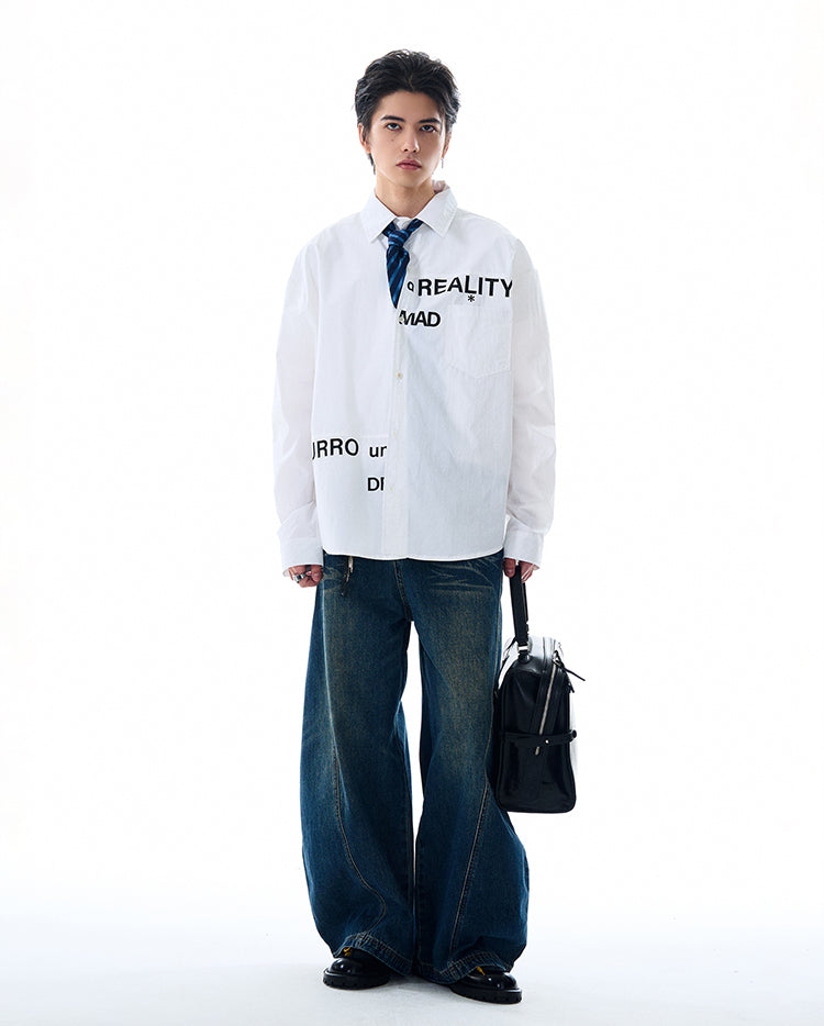 MADWITCH PRINTED WHITE SHIRT #MD4138