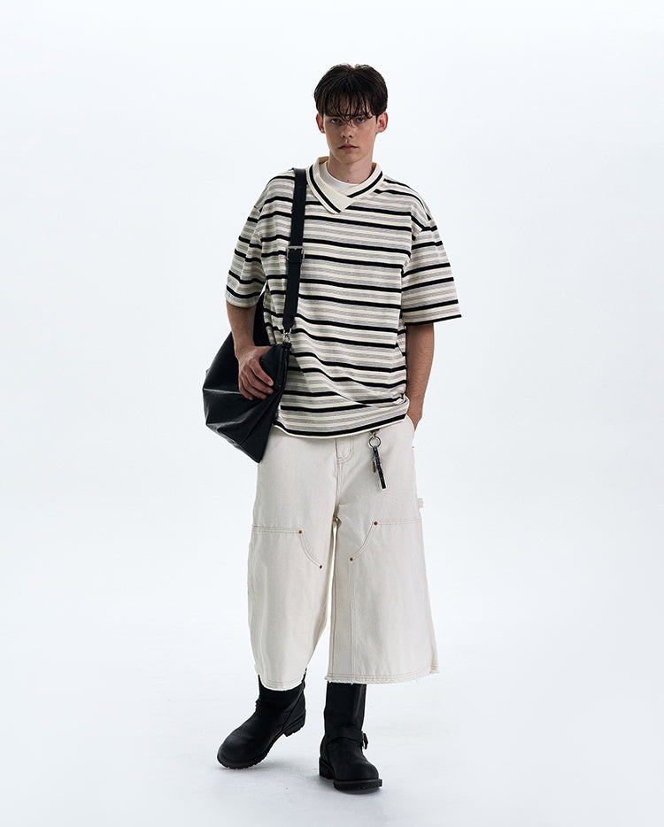 MADWITCH CONTRAST STRIPED T-SHIRT #G1525