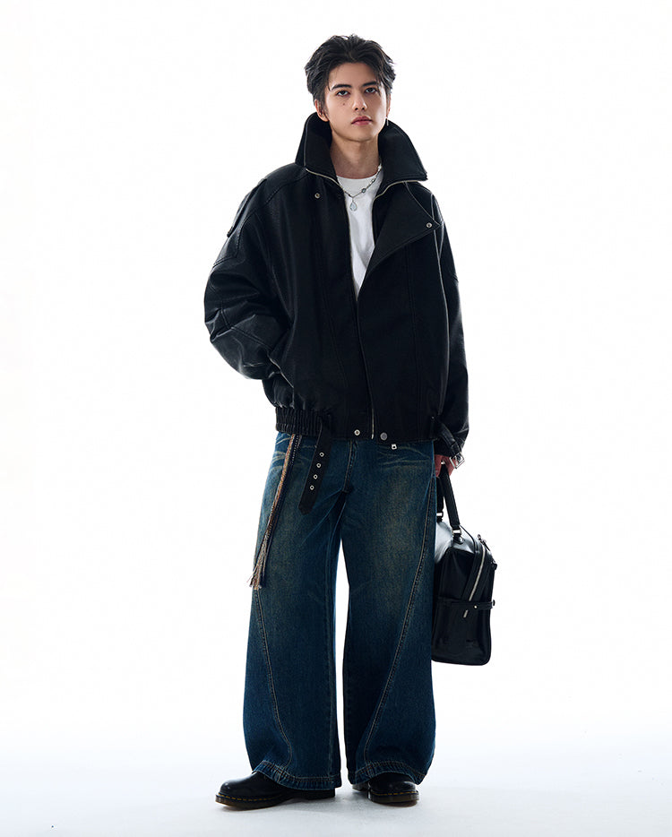 MADWITCH BIKER-STYLE LEATHER JACKET #NR4020
