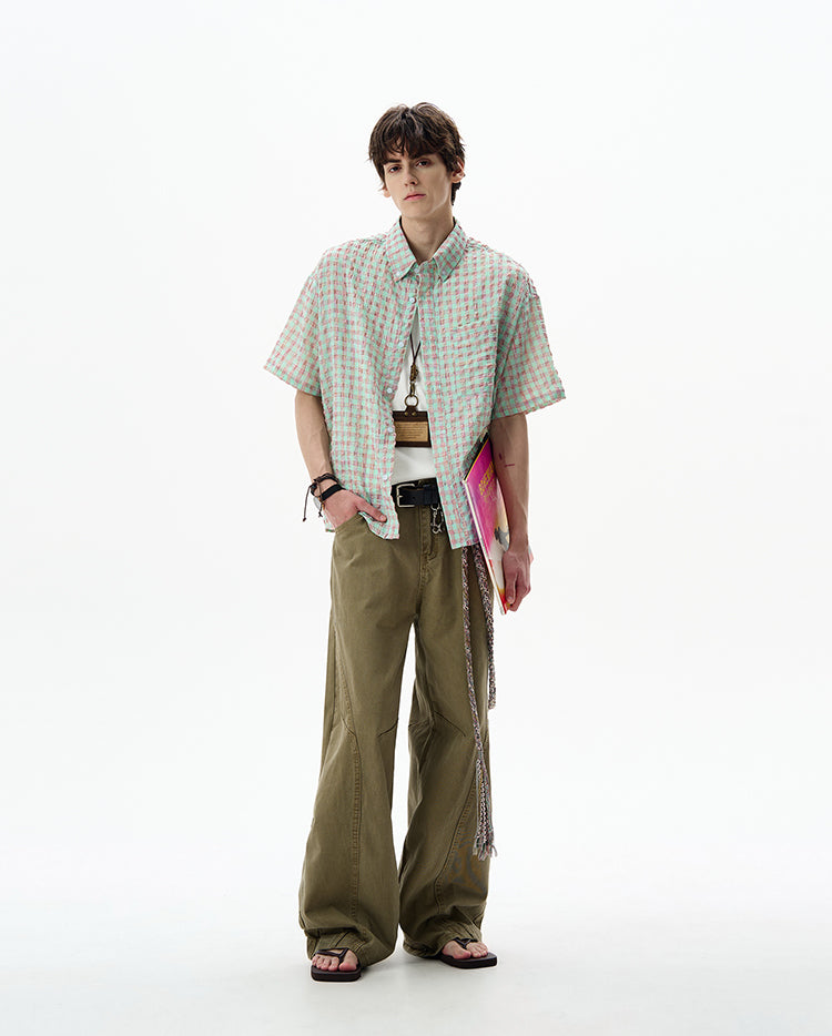MADWITCH SEERSUCKER CHECK SHIRT #CR238