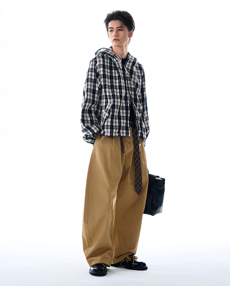 MADWITCH INS STYLE PLAID HOODED JACKET #RW148